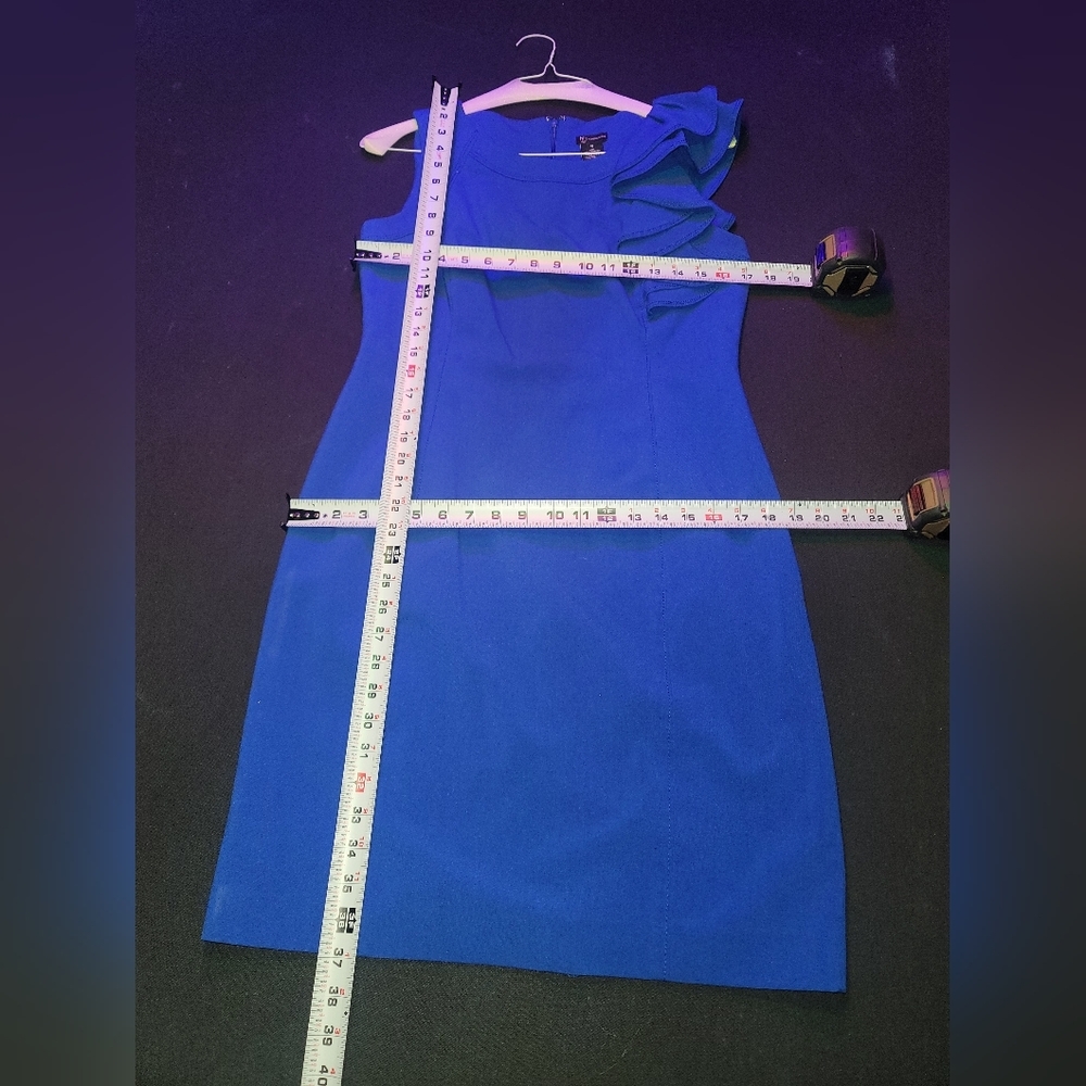 New Directions Women's Blue Polyester Round Neck Sleeveless Knee Length Dress 10 - Picture 11 of 11